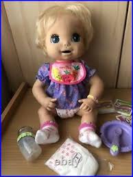Hasbro 2006 Baby Alive Interactive Doll Soft Face Cup Spoon Bowl Diaper Food Lot