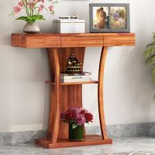 Finecasa mirrored desk entry table with 3 drawers, mirror accent table with storage drawer, mirrored console tables for entryway mirrored vanity tall table, 45.7x13.2x31.9 inches, silver 3.6 out of 5 stars 9 Console Table Buy Wooden Console Tables Online In India Upto 55 Off Woodenstreet
