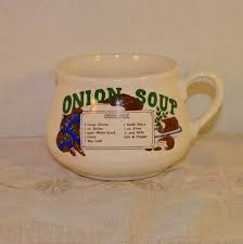 Onion Soup Recipe Bowl Vintage Soup Mug Cup Ceramic Soup Crock French Soup One Handle Bowl Recipe Mug Collectible Mug Kitchen Herb Planter Onion Soup Recipes Soup Mugs Soup Recipes
