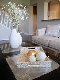 Coffee Table Staging Ideas Simple Tray With Miss Matched Spheres Two Vases Floral Sprigs From Pier1 Decorating Coffee Tables Decor Table Decorations