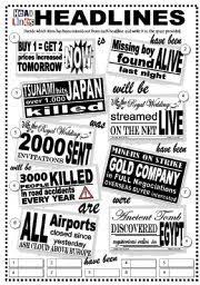 Write a byline and place line. Headlines Worksheets