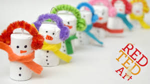 See more ideas about christmas crafts, xmas crafts, christmas diy. Cork Crafts Snowman Ornaments Red Ted Art Make Crafting With Kids Easy Fun