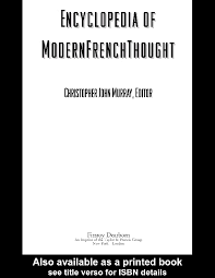 Pdf Encyclopedia Of Modern French Thought Ana Pazagan Academia Edu