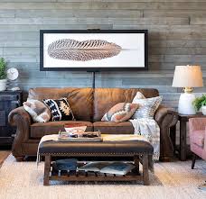 A Look You Ll Love Warm Inviting Rustic Boho Style Schneiderman S The Blog Design And Decorating Leather Couches Living Room Brown Living Room Decor Brown Living Room