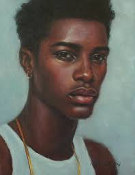 Black Male Portrait Art Print: Contemporary Realist Painting by Pat Kelley  (16x12)