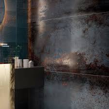 metallook tegels 180x80 metallo nero roestlook tegels laminaat badkamer badkamer behang badkamerideeen