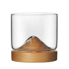 New Whiskey Glass Small Glass Japanese Style Mountain Wooden Bottom Wine Glass Transparent Aliexpress