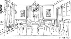 Learn how to draw a room using 1 point perspective in this drawing tutorial for beginners. Coloringbook Dining Room Rough Draft Dining Room Room Elevation Drawing
