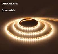 Tira de luces led flexible Superfina, 3mm, 4mm de ancho, 240led por metro,  24 voltios, Blanco cálido, 2700K, 3000K, CRI95 para perfil de aluminio