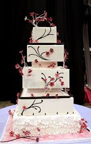 Catering By Heinen S Today S Bride Cherry Blossom Wedding Cake Square Wedding Cakes Cool Wedding Cakes
