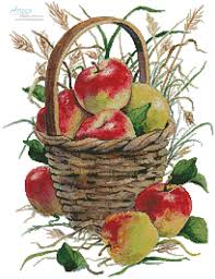 Poison apples cross stitch pattern, easy cross stitch, halloween cross stitch. Artecy Cross Stitch Basket Of Apples Cross Stitch Pattern To Print Online