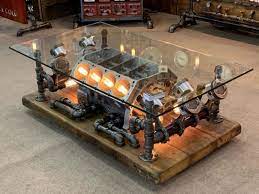 This diy board gaming table plan involves building a classic multipurpose diy gaming table. Steampunk Coffee Table Made Of Carroll Shelby Engine Block