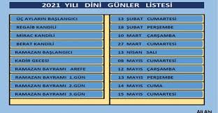 Cumhurbaşkanı recep tayyip erdoğan, bayram ikramiyelerinin 1100 lira olacağını söyledi. 2021 Dini Gunler Takvimi