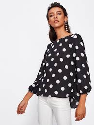 Black And White Polka Dot Blouses For Womens Bow Back Polka Dot Blouse In 2020 Women Polka Dot Blouse Polka Dot Blouse Fashion
