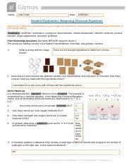 Balancing chemical equations answer key vocabulary: Unit 7 Gizmo Docx Name Leila Finnie Date Student Exploration Balancing Chemical Equations Directions Follow The Instructions To Go Through The Course Hero