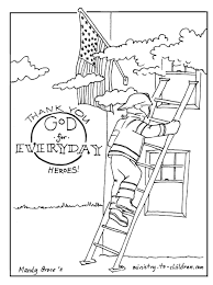 This simple colouring page feaatures a firefigter all kitted out for duty. Firefighter Coloring Page Thank God For Everyday Heroes
