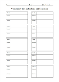 7th grade worksheets for spelling vocabulary practice. 8 Blank Vocabulary Worksheet Templates Word Pdf Free Premium Templates