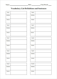 11 blank vocabulary worksheet templates word pdf free premium templates