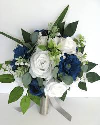 There are 3562 navy blue wedding bouquet for sale on etsy, and they cost $28.86 on average. 17 Piece Bridal Bouquet Set Wedding Bouquet Navy Blue White Etsy Bridal Bouquet Sets Blue Wedding Flowers Silk Flowers Wedding