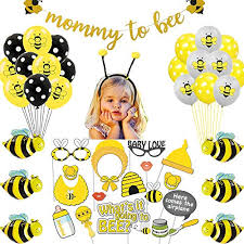 See more ideas about bee baby shower, bee party, bee shower. Mommy To Bee Baby Shower Decorations Bee Supplies Kit With Bee Cake Toppers Mommy To Bee Gold Glitter Banner Bee Balloon Headband Photo Booth Props 50 Packs Wantitall
