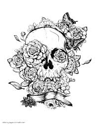 Printable day of the dead skulls coloring pages. Skulls Coloring Pages For Adults Coloring Pages Printable Com