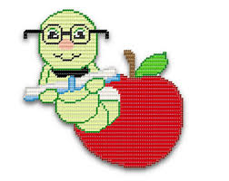 Plastic Canvas Book Worm Wall Hanging Instant Download