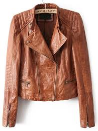 Stand Collar Buckle Strap Zipper Jacket Shein Sheinside Leather Jackets Women Pu Leather Jacket Pu Jacket