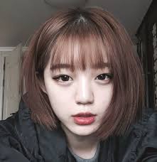 See Through Bangs Blunt Bob Shot Hair Styles Korean Short Hair Short Hair With Bangs