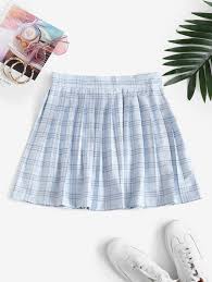 24 Off 2020 Plaid Pleated Mini Skirt In Light Blue Zaful