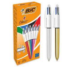 Amazon.com: BIC 4 Colours Shine Ballpoint Pens Medium Point (1.0 mm) -  Assorted Metallic Barrels, Box of 12 : Everything Else