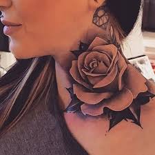 Pinned By Lovemebeauty85 Neck Tattoos Women Girl Neck Tattoos Rose Neck Tattoo
