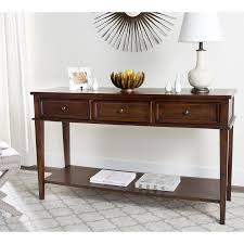 Safavieh Manelin Sepia Casual Console Table Lowes Com In 2020 Sofa Table With Drawers Console Furniture Rustic Consoles
