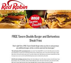Pinned June 4th Free Double Burger Endless Fries Today With Your Entree At Redrobin Thecouponsapp Red Robin Coupons Double Burger Entrees