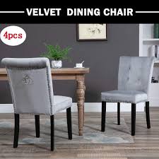 Wooden dining chairs living room stools furniture dowel legs seats home decors. Hironpal Grey Velvet Dining Chairs Set Of 4 Fabric Upholstered Padding Wood Chairs With Knocker Back Button Tufting Nailhead Trim Accent Chair For Kitchen And Commercial Restaurant Light Grey 2 Buy Online In