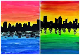 Skyline On Color Gradations Color Art Lessons Homeschool Art Elementary Art