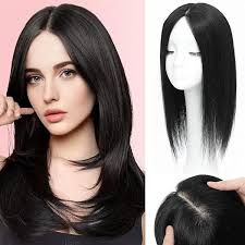 Human Hair Crown Piece Curly Clip in Topper Silk Base Hair Whorl Design  12x12cm,35cm, Black : Amazon.in: Beauty