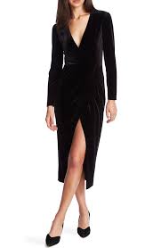1 State Wrap Front Ruched Long Sleeve Velvet Dress Nordstrom Long Sleeve Velvet Dress Nordstrom Dresses Dresses