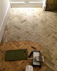 Old world meets new world in this highly detailed design thinking of beautiful parquet flooring for your property? Reclaimed Parquet Blocks In Progress Applying One Coat Of Woca White Wood Seal Reclaimed Parquet Flooring Flooring Wood Floor Design