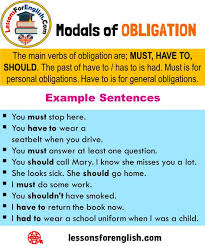 Modals Of Obligation Definition And Example Sentences The Main Verbs Of Obligation Are Must Have To Should The In 2020 Sentences Main Verbs Conversational English