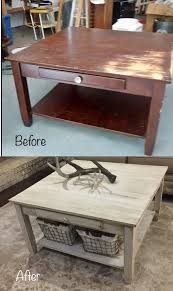 Thrift Store Coffee Table Makeover With Chalk Paint In A Farmhouse House Style Chalk In 2020 Diy Furniture Table Coffee Table Makeover French Shabby Chic Furniture
