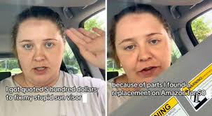 This woman was quoted $500 to fix her car's sun visor — so she got a $50  part from Amazon and did it herself
