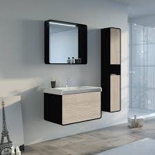 Meuble salle de bain noir. Meuble De Salle De Bain Suspendu 80 Cm Meuble De Salle De Bain 80 Cm Bois Et Noir Lumarzo