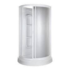 Asb 34 In X 34 In X 78 In Round Shower Kit In White 422000 At The Home Depot Replacement Shower For Basement Shower Kits Corner Shower Shower Stall