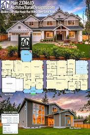 Architectural Designs Modern Craftsman House Plan 23746jd Gives You 4 Beds 4 Baths And Over 4 900 Square Fe Craftsman House Plans House Plans Craftsman House