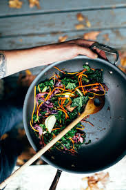 Kale Stir Fry With An Apple Cider Sauce A Giveaway Earthy Feast Kale Stir Fry Apple Cider Sauce Food