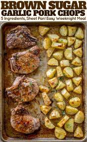 Easy Oven Baked Pork Chops Made On A Sheet Pan In Just 5 Minutes Of Prep Time Pork Chop Dinner Pork Chop Recipes Baked Baked Pork Chops Oven