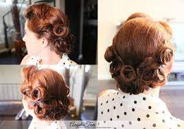 Pinup Victory Rolls Hair Stylist Angela Tam Katie Bridal Hair Design Session Los Angeles Rockabilly Pin Victory Roll Hair Roll Hairstyle Bridal Hair Up