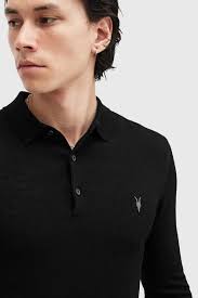 Vlněný svetr AllSaints MODE MERINO, barva černá