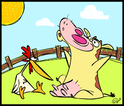 The series shows the adventures of a cow, named cow, and her chicken brother, named chicken, who are often tormented by the red guy. Cow N Chicken By Elithespork On Deviantart