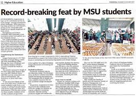 Malaysia is a country in south east asia known for its stunning natural beauty and diverse population. Record Breaking Feat By Msu Students Management And Science University University Msu